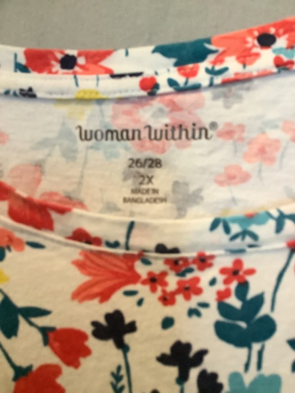 Woman Within Plus Size Perfect Printed Three-Quarter Sleeve Crewneck Tunic - Picture 3 of 8